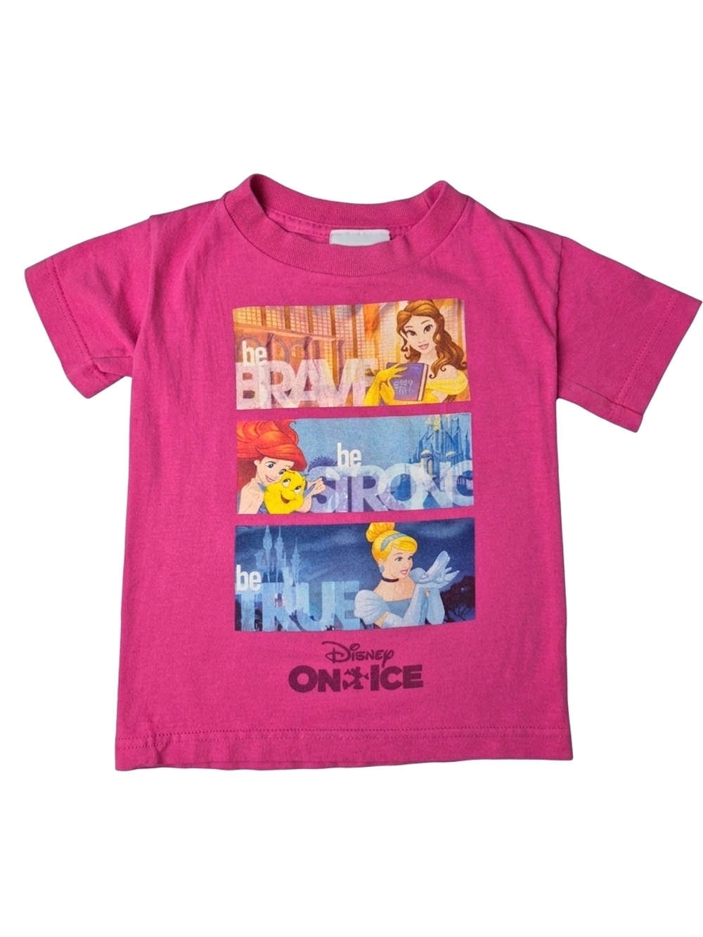 Disney On Ice Princess Tee Belle Ariel Cinderella Pink Girls 2/4 Graphic Shirt